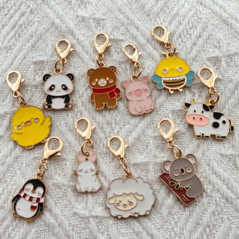 Party Favor Bag - 10 buah gantungan kunci hewan kartun