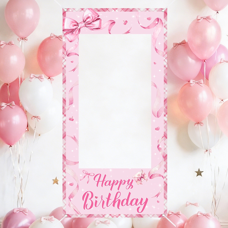 Photo Booth Frame - Bingkai Foto Pita Merah Muda Bingkai