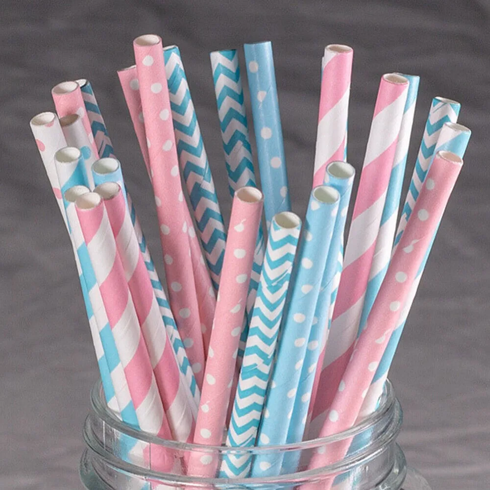Paper Straw Color - 100 Sedotan Kertas Kemasan Massal Warna