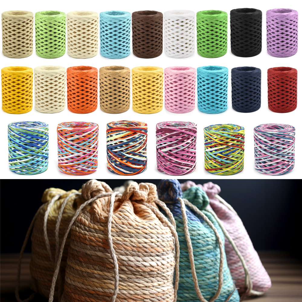 Papercraft Supply Ribbon - 100M/Roll Benang Pita Kertas Rafia Kerajinan