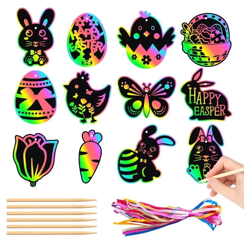Papercraft Supply Ribbon - Kartu Kertas Scratch dengan Stylus Kayu