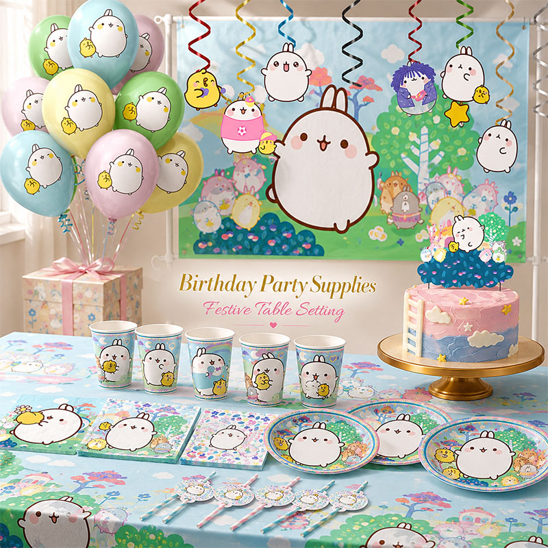 Paper Straw Color - Perlengkapan Pesta Bertema Kartun Molang: Piring,
