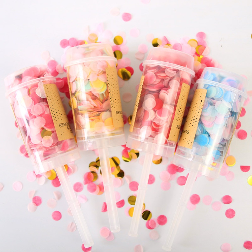 Confetti Cannon Tube - 1 buah konfeti dorong bulat Popper