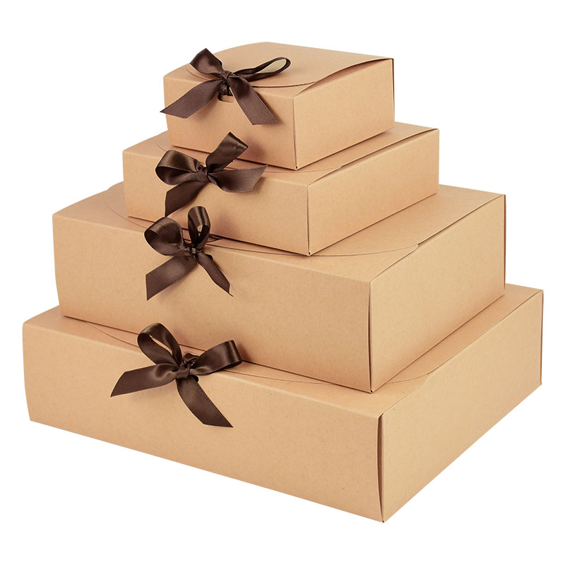 Papercraft Supply Ribbon - Kotak Hadiah Kertas Kraft dengan Pita
