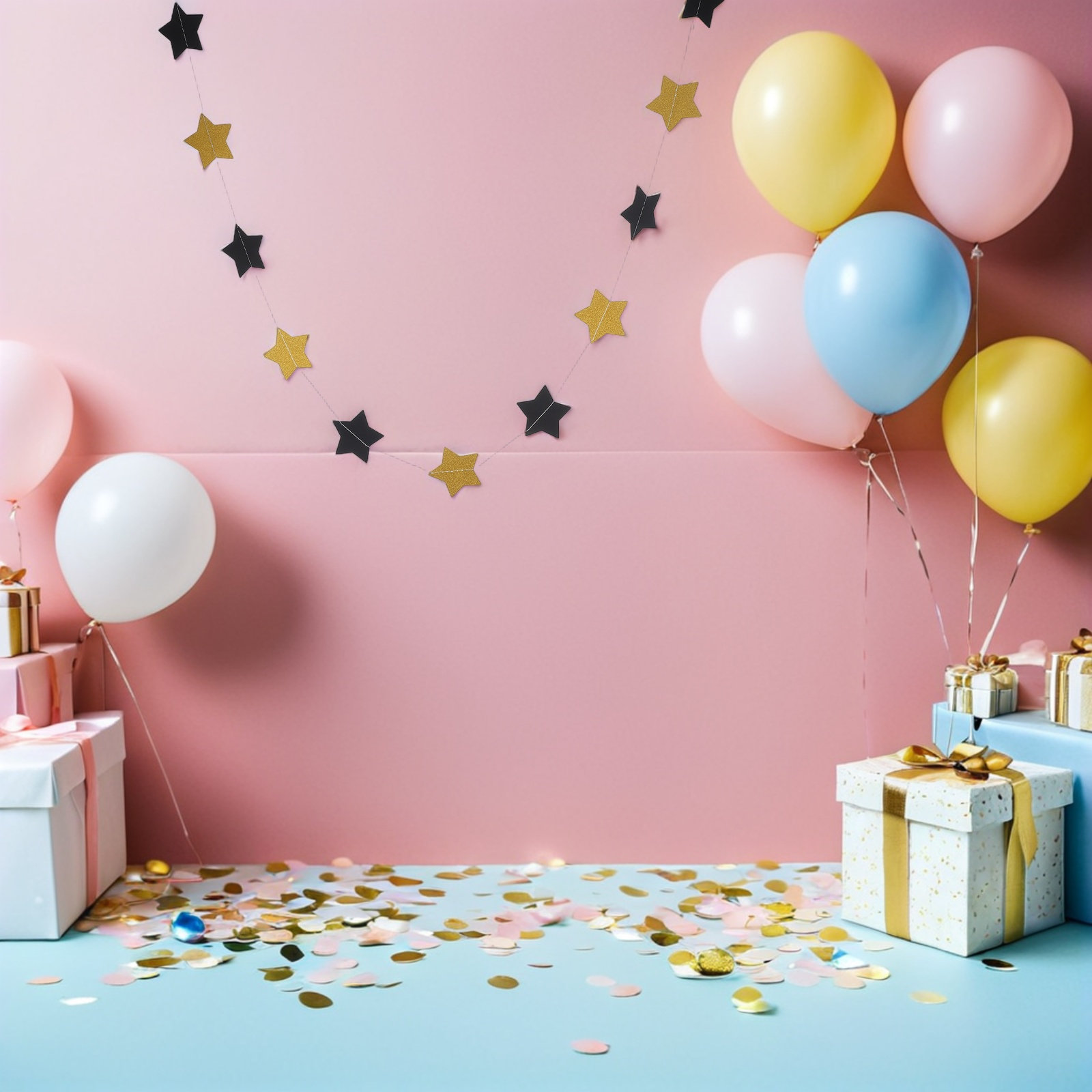 Party Banner Gold - 2 Buah Spanduk Karangan Bunga Bintang