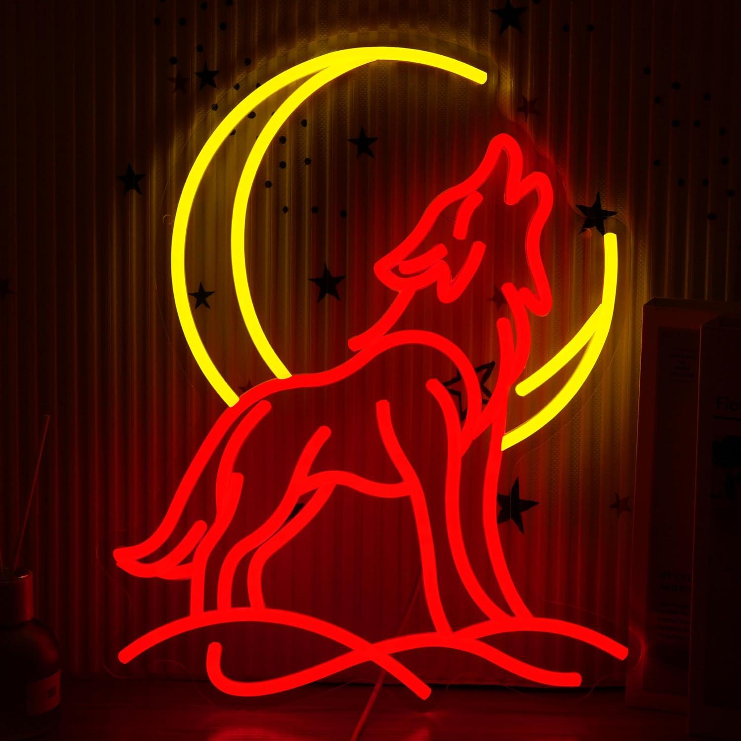 Neon Sign Party - Lampu Neon Serigala Berjeritan LED Dimmable