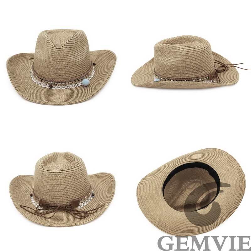 GEMVIE Topi Jerami Koboi Musim - Paper Straw Color ulasan dan harga