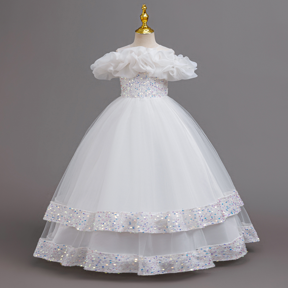 Gaun Tulle Ruffle Off Shoulder - Glitter Tablecloth ulasan dan harga