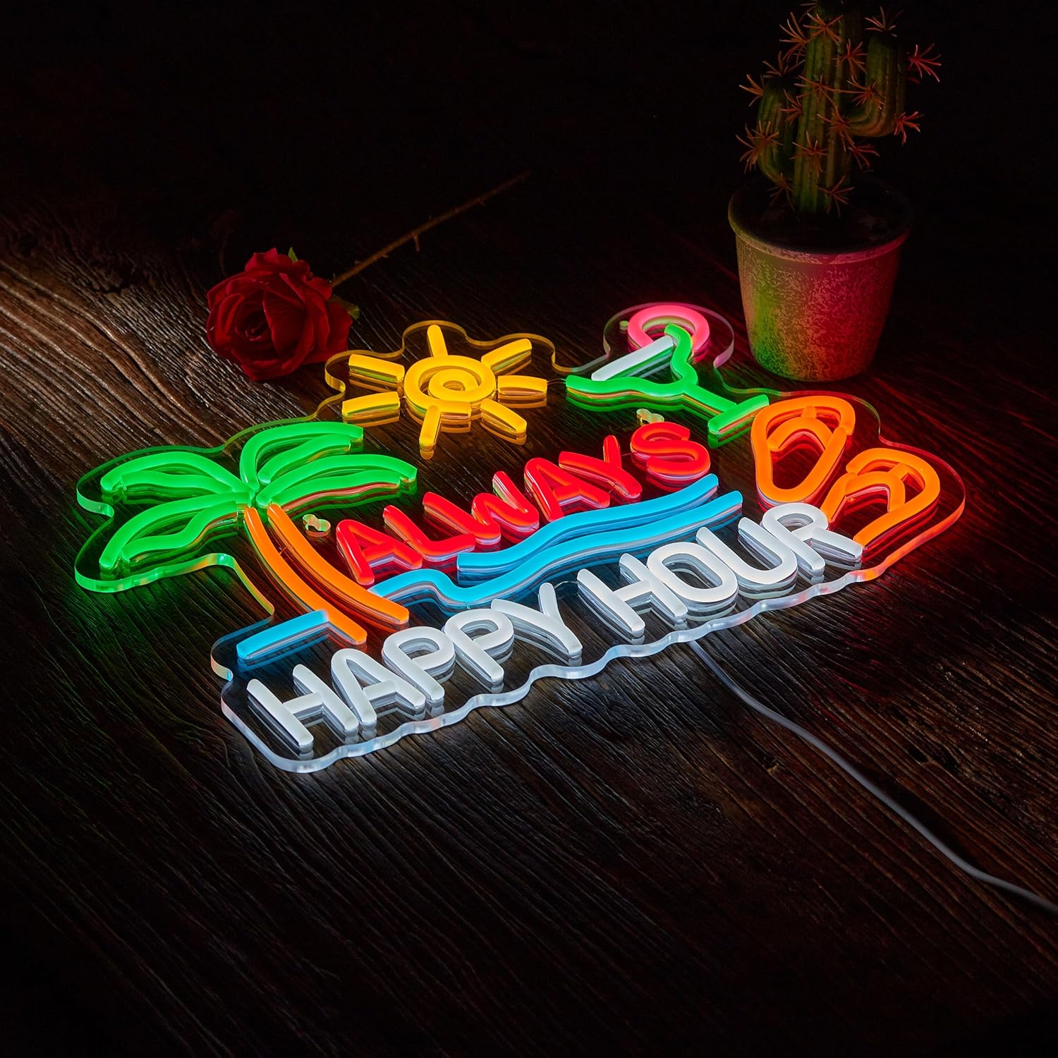 Neon Sign Bar Bir Happy Hour u - Neon Sign Party ulasan dan harga