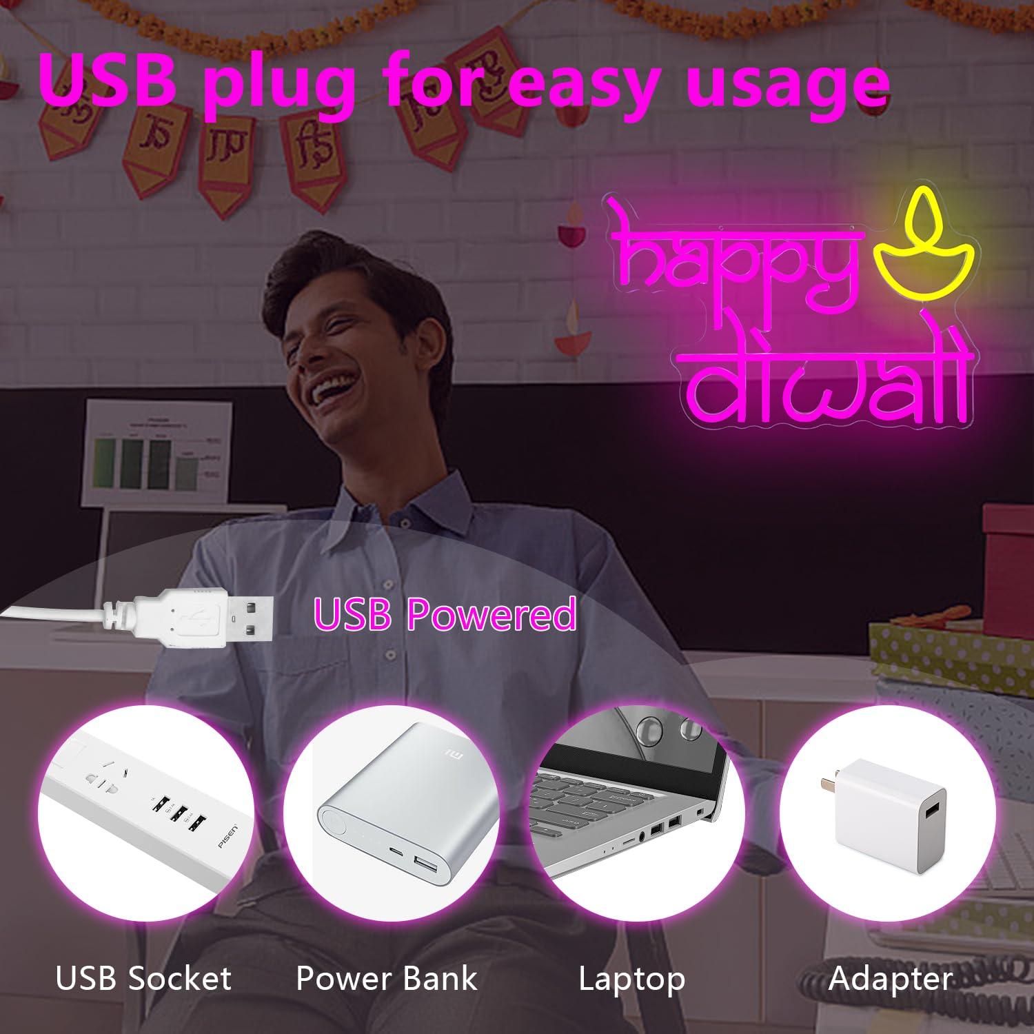 Lampu Neon LED Happy Diwali Be - Neon Sign Party ulasan dan harga