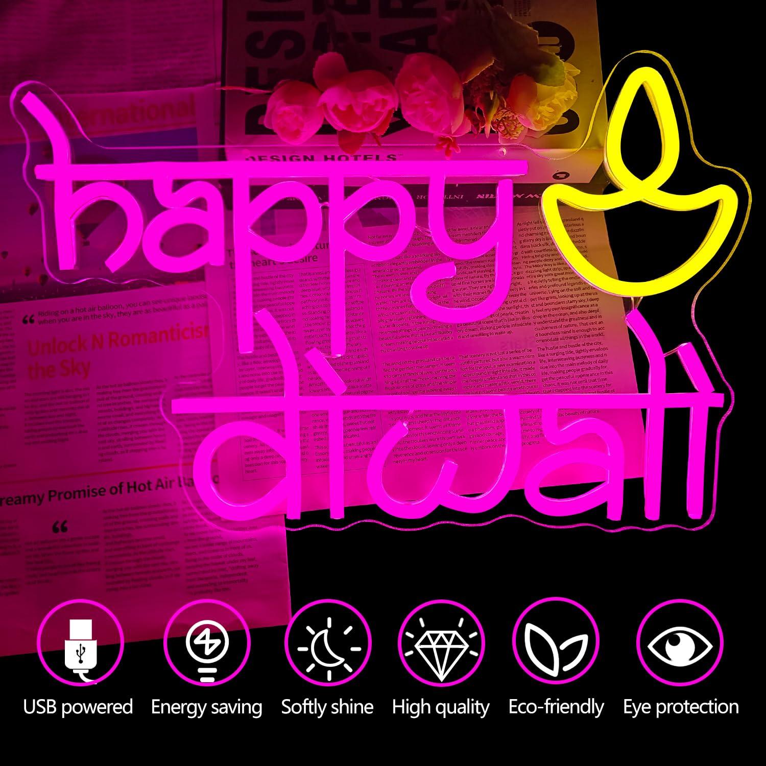 Lampu Neon LED Happy Diwali Be - Neon Sign Party ulasan dan harga