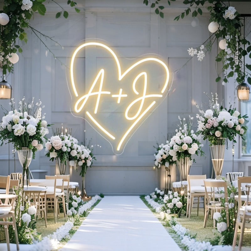 Tanda Neon LED Hati Inisial Ku - Eve Party ulasan dan harga