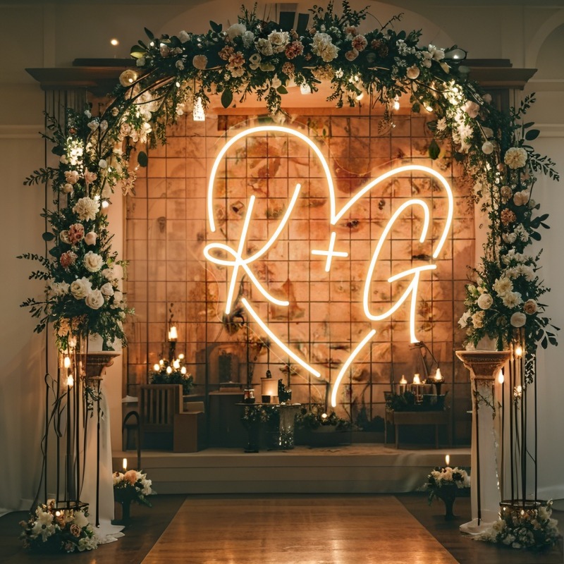 Tanda Neon LED Hati Inisial Ku - Eve Party ulasan dan harga