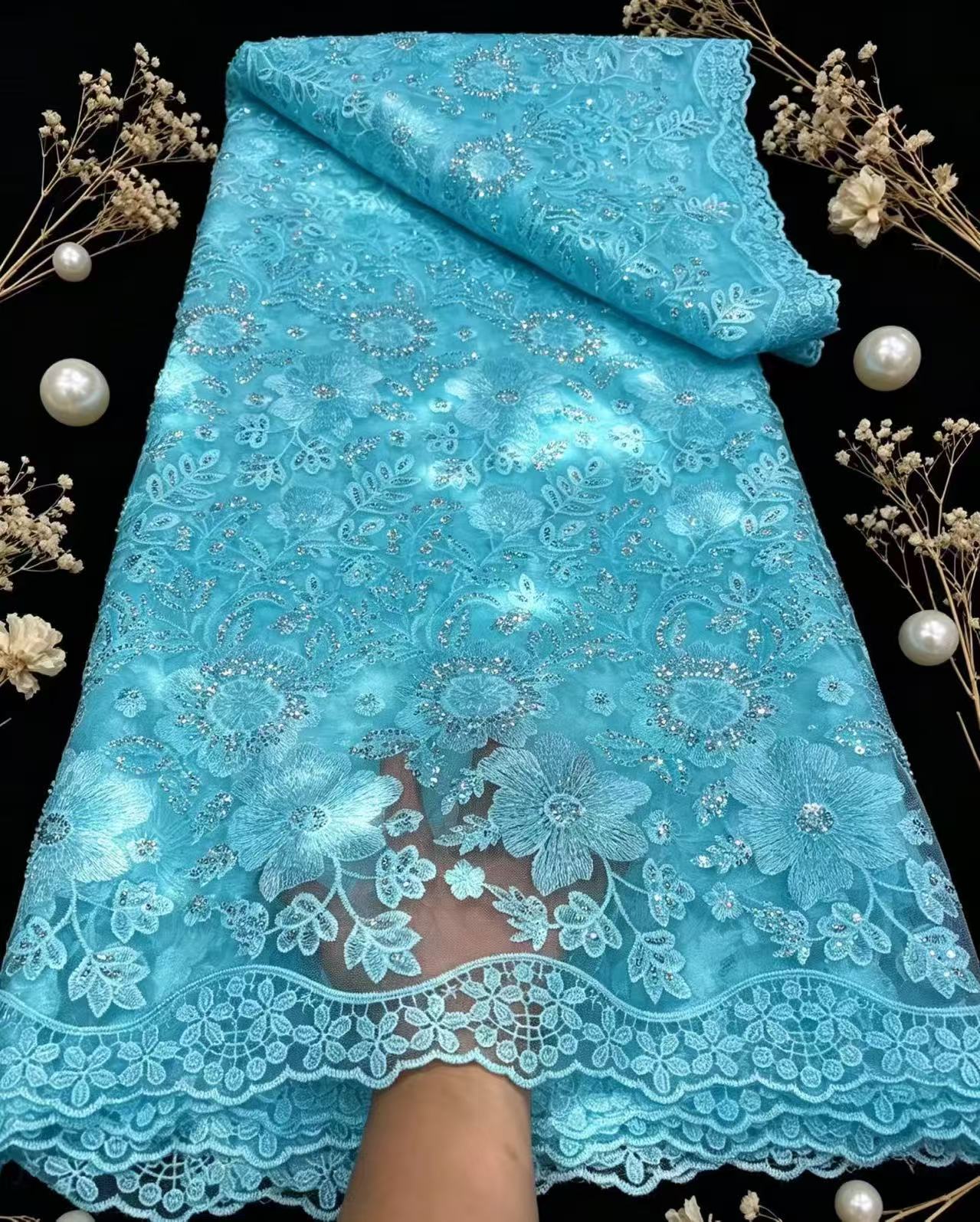 Kain Renda Payet Jaring Tulle  - Glitter Tablecloth ulasan dan harga