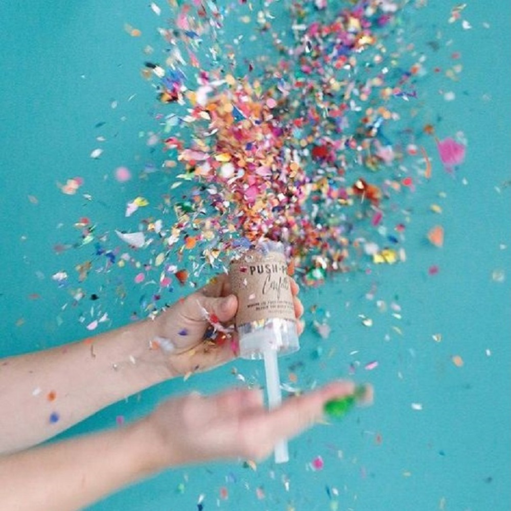 1 buah konfeti dorong bulat Po - Confetti Cannon Tube ulasan dan harga