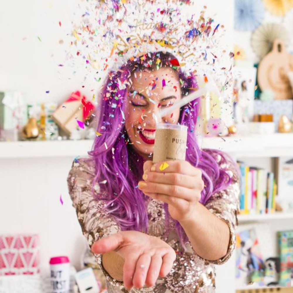 1 buah konfeti dorong bulat Po - Confetti Cannon Tube ulasan dan harga