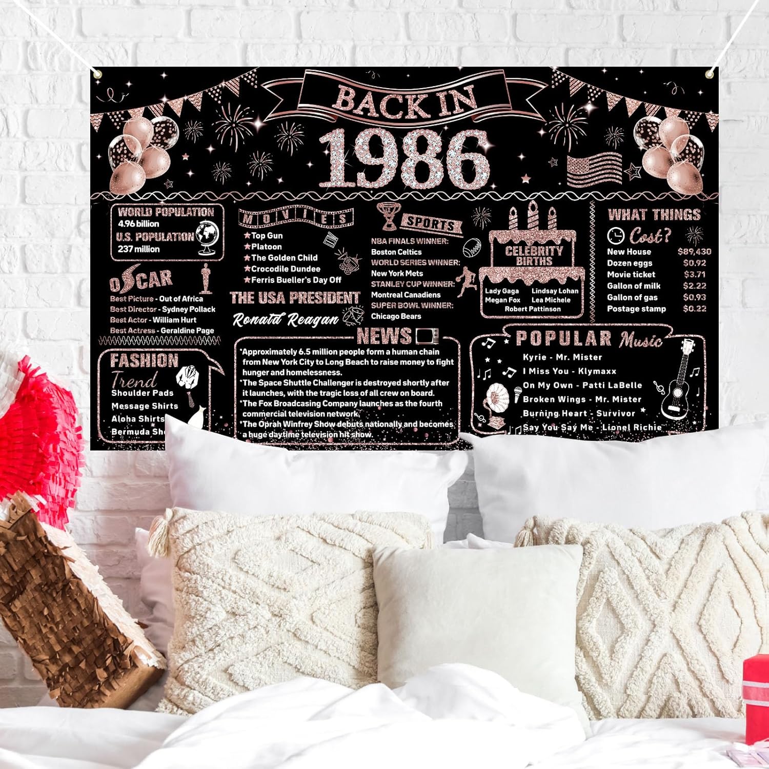 Dekorasi Ulang Tahun ke-40 unt - Party Banner Gold ulasan dan harga