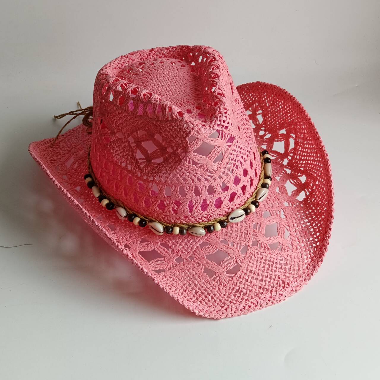 Topi jerami koboi warna pink,  - Paper Straw Color ulasan dan harga