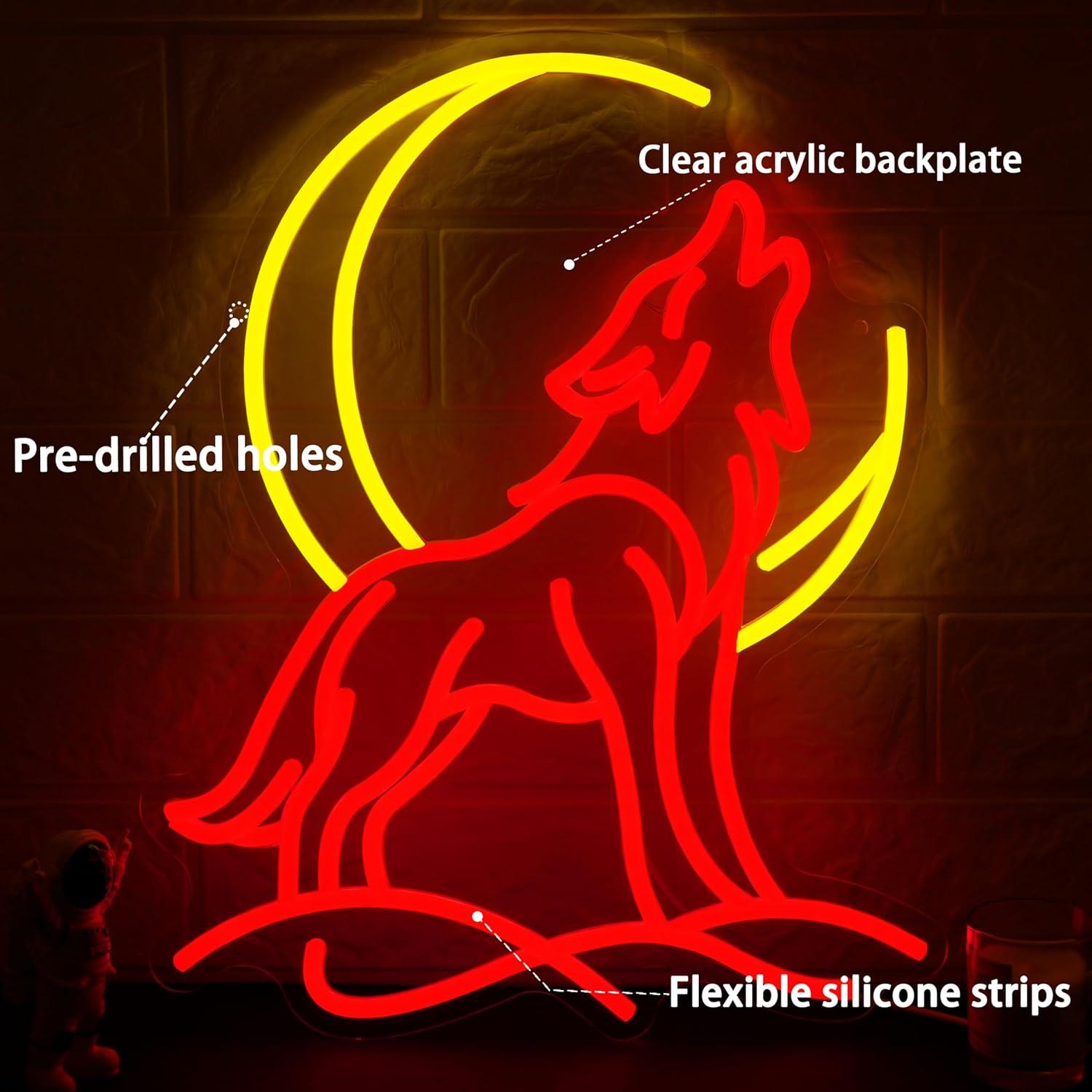 Lampu Neon Serigala Berjeritan - Neon Sign Party ulasan dan harga